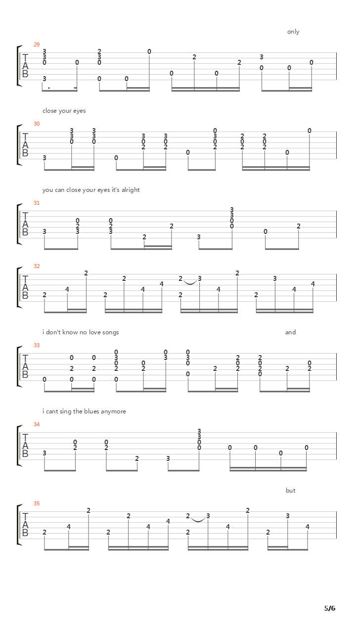 You Can Close Your Eyes吉他谱
