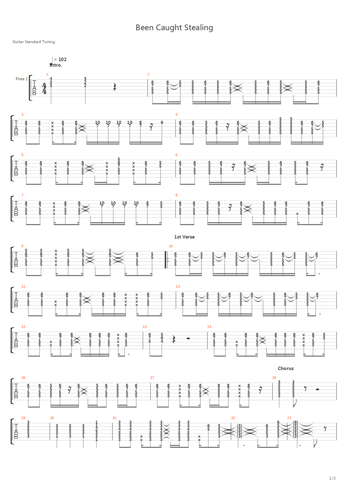 Been Caught Stealing吉他谱