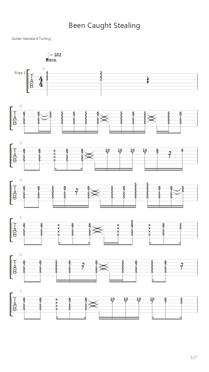 Been Caught Stealing吉他谱