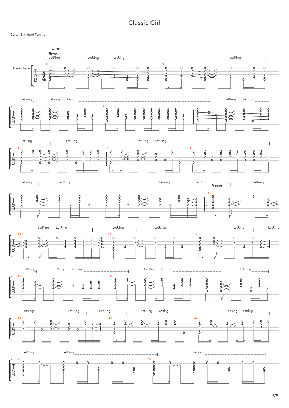 Classic Girl吉他谱