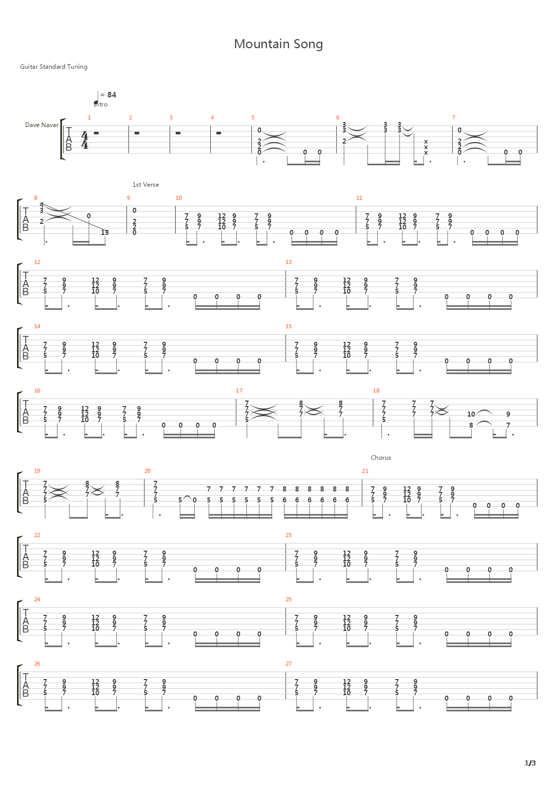 Mountain Song吉他谱