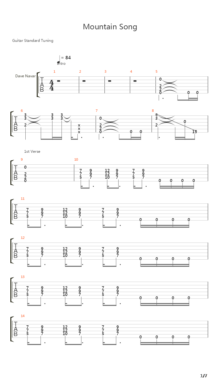 Mountain Song吉他谱