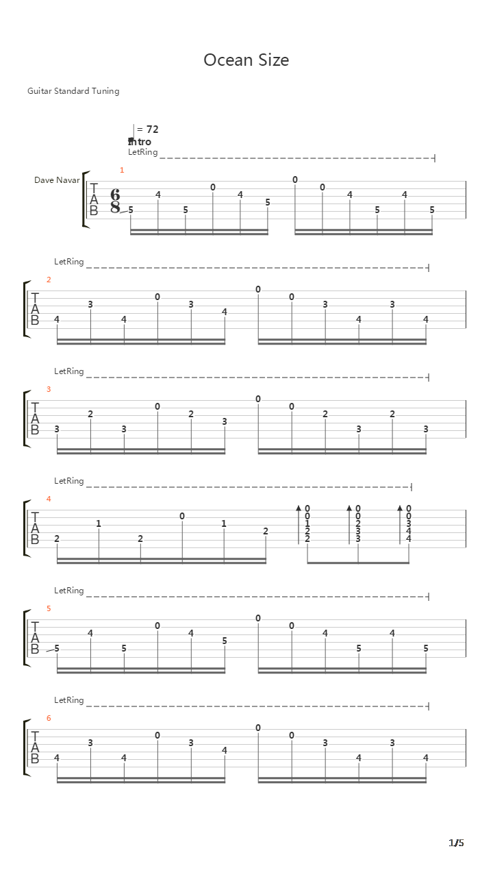 Ocean Size吉他谱