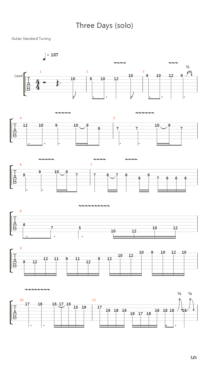 Three Days吉他谱