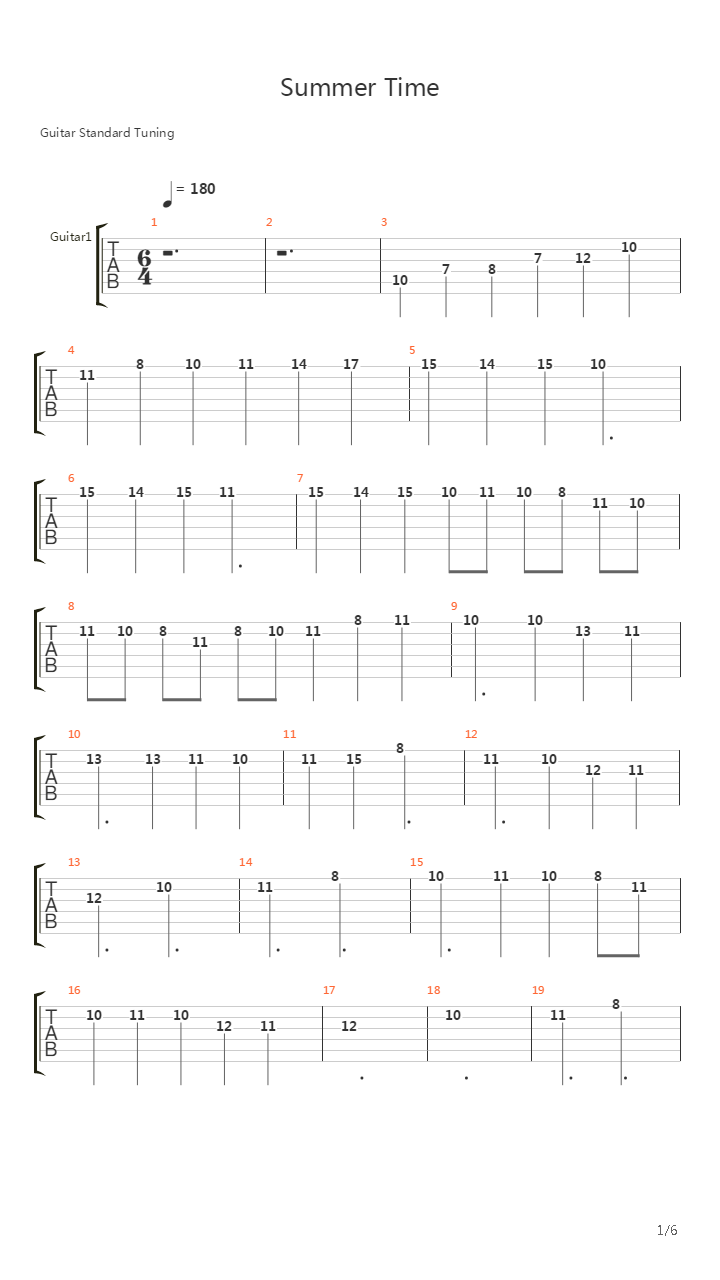 Summertime吉他谱