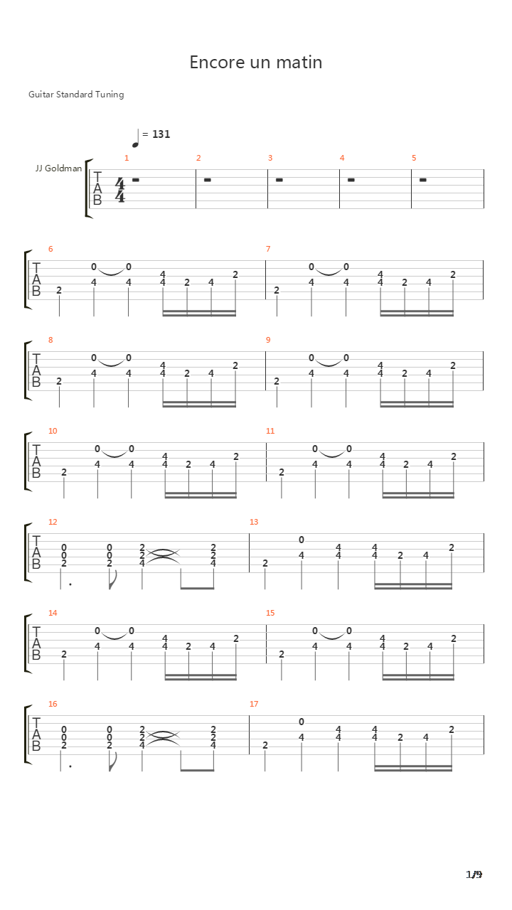 Encore Un Matin吉他谱