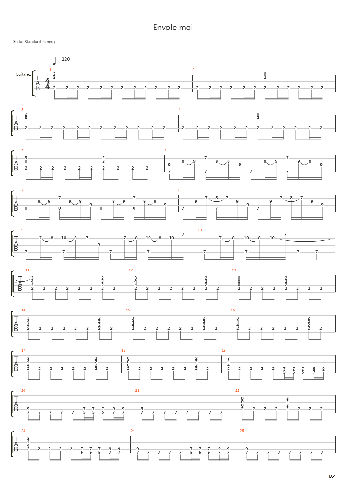 Envole Moi吉他谱