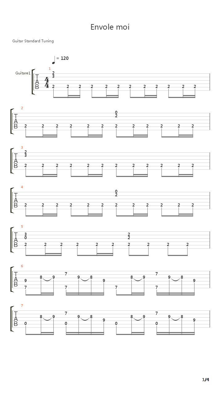 Envole Moi吉他谱
