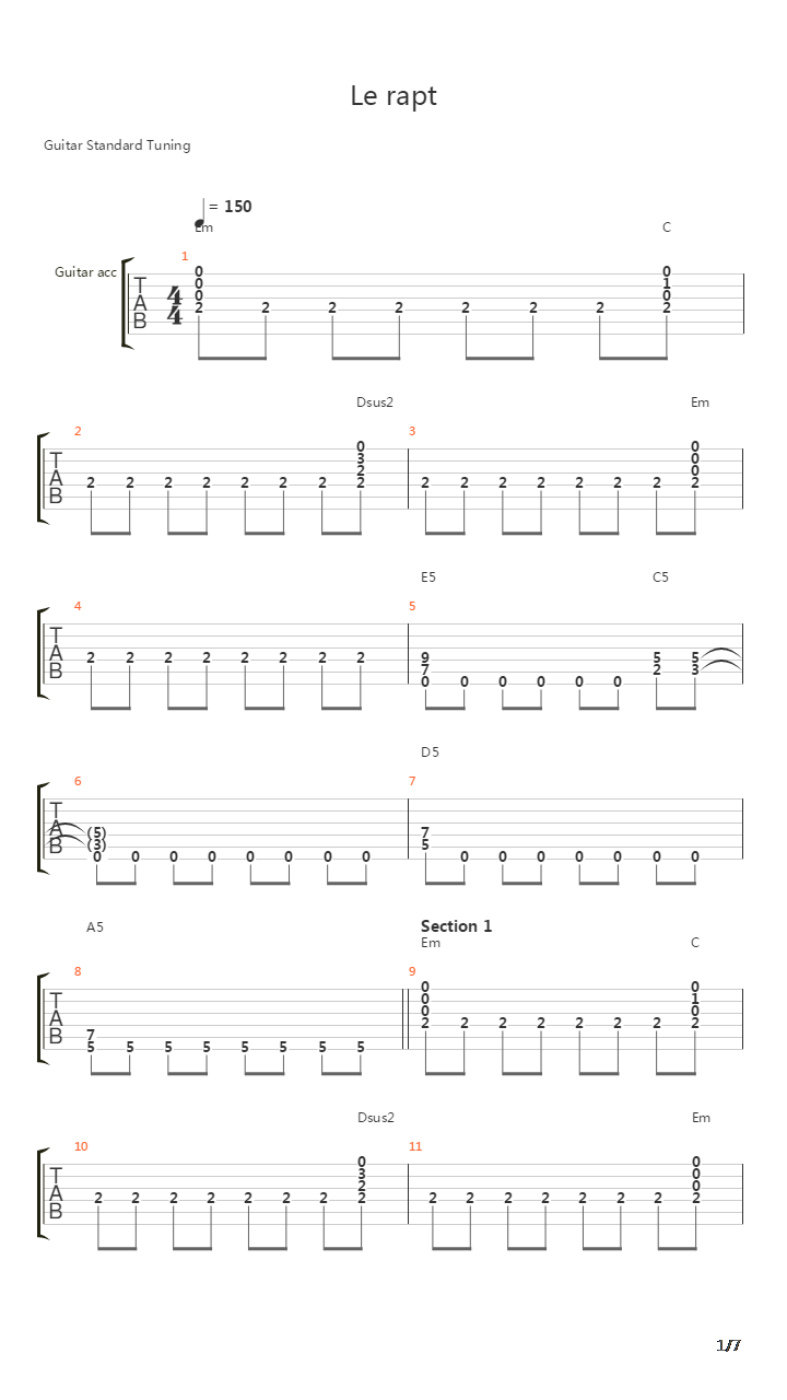 Le Rapt吉他谱