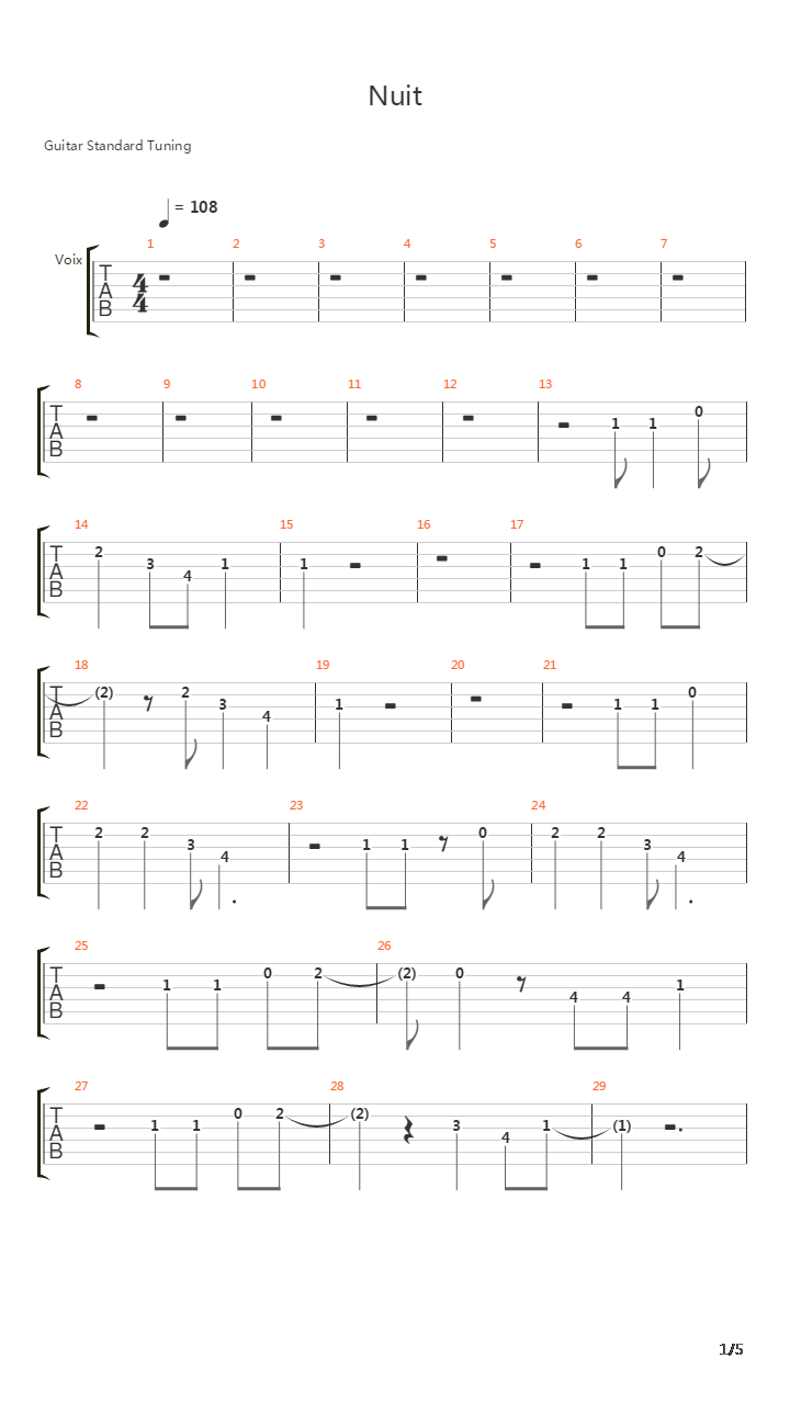 Nuit吉他谱