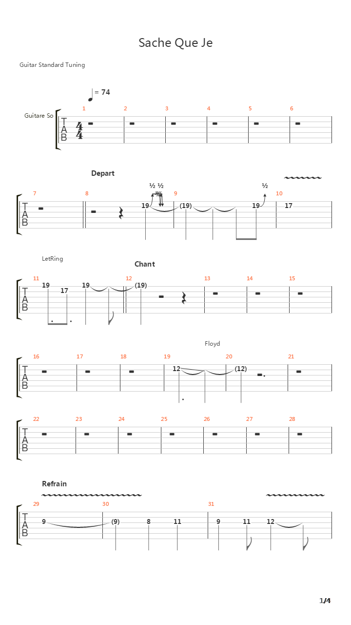 Sache Que Je吉他谱