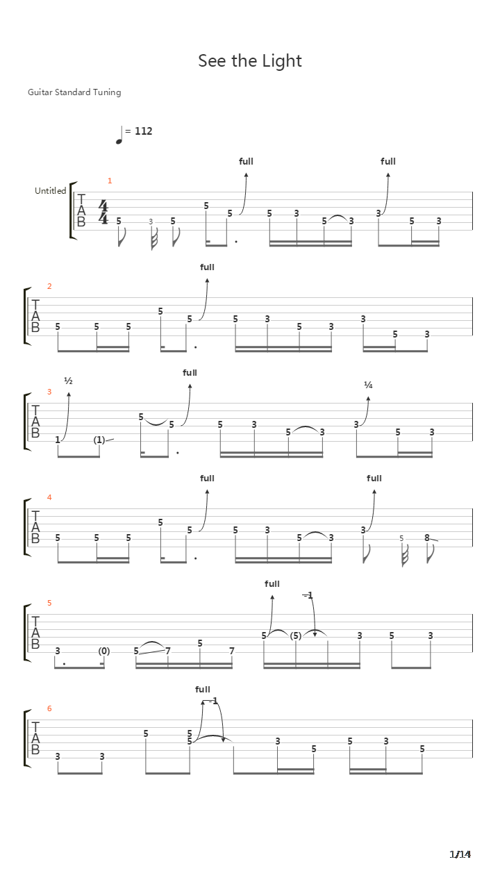 See The Light吉他谱