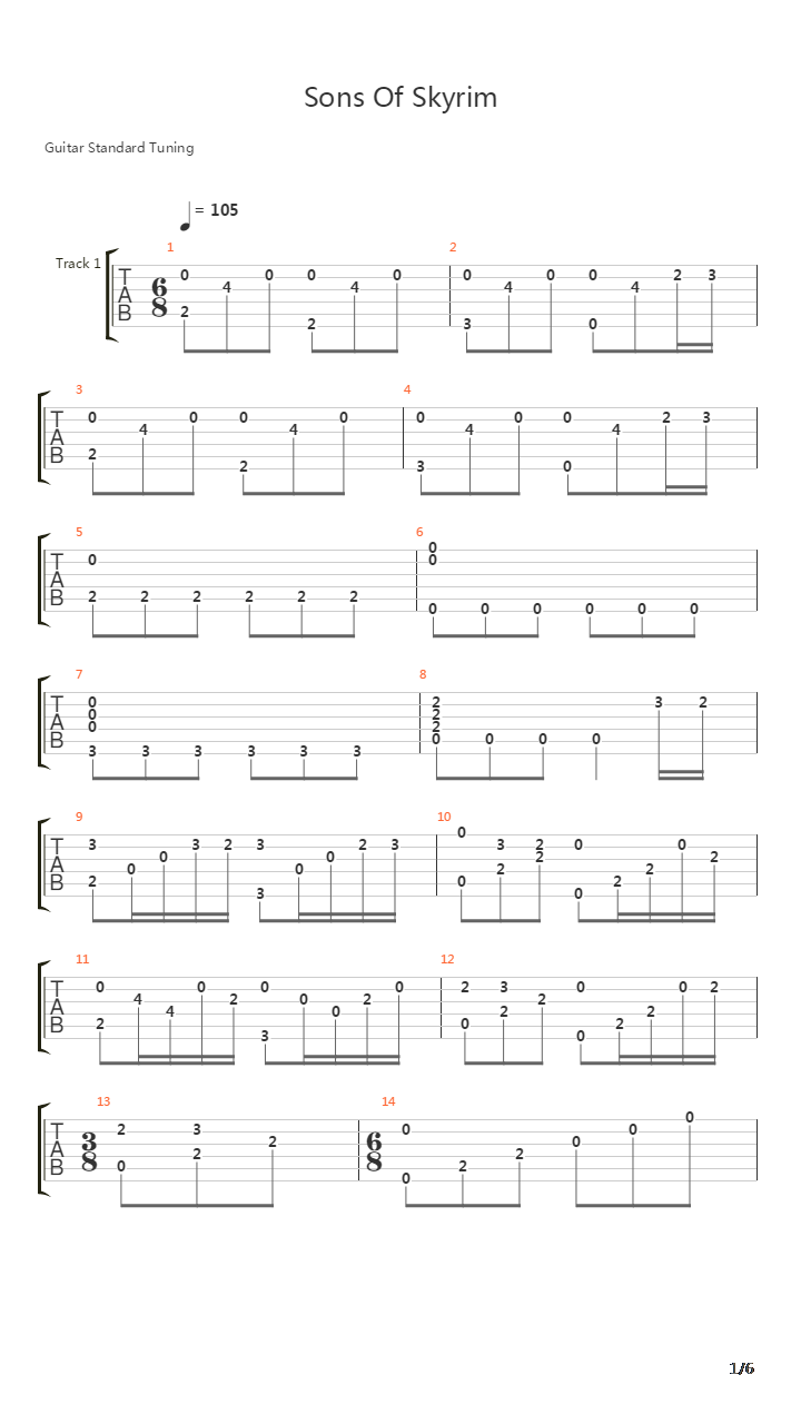 Sons Of Skyrim吉他谱