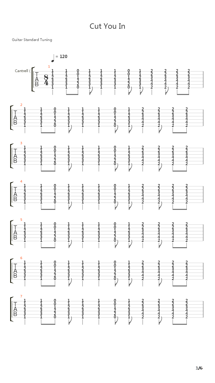Cut You In吉他谱