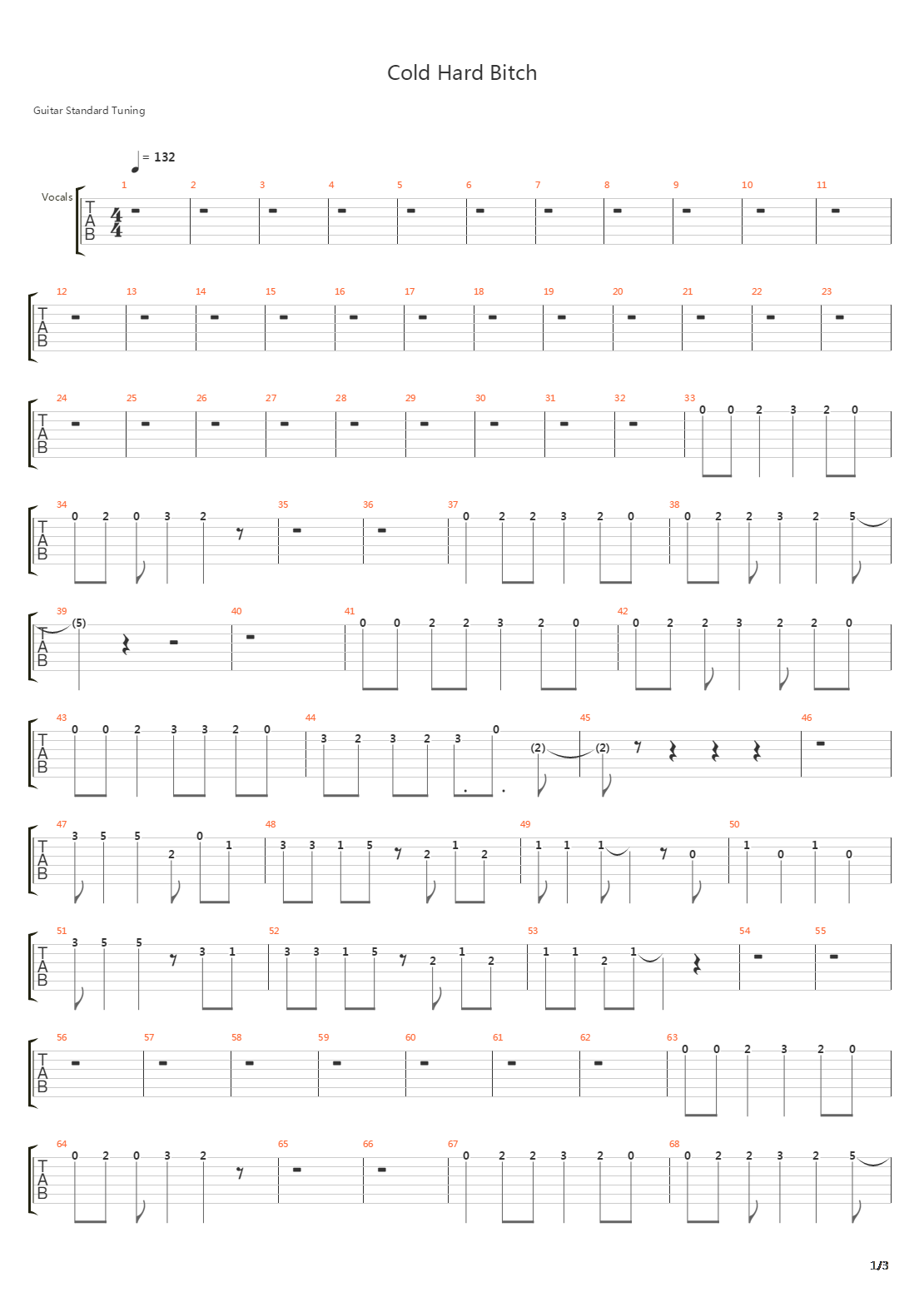 Cold Hard Bitch吉他谱