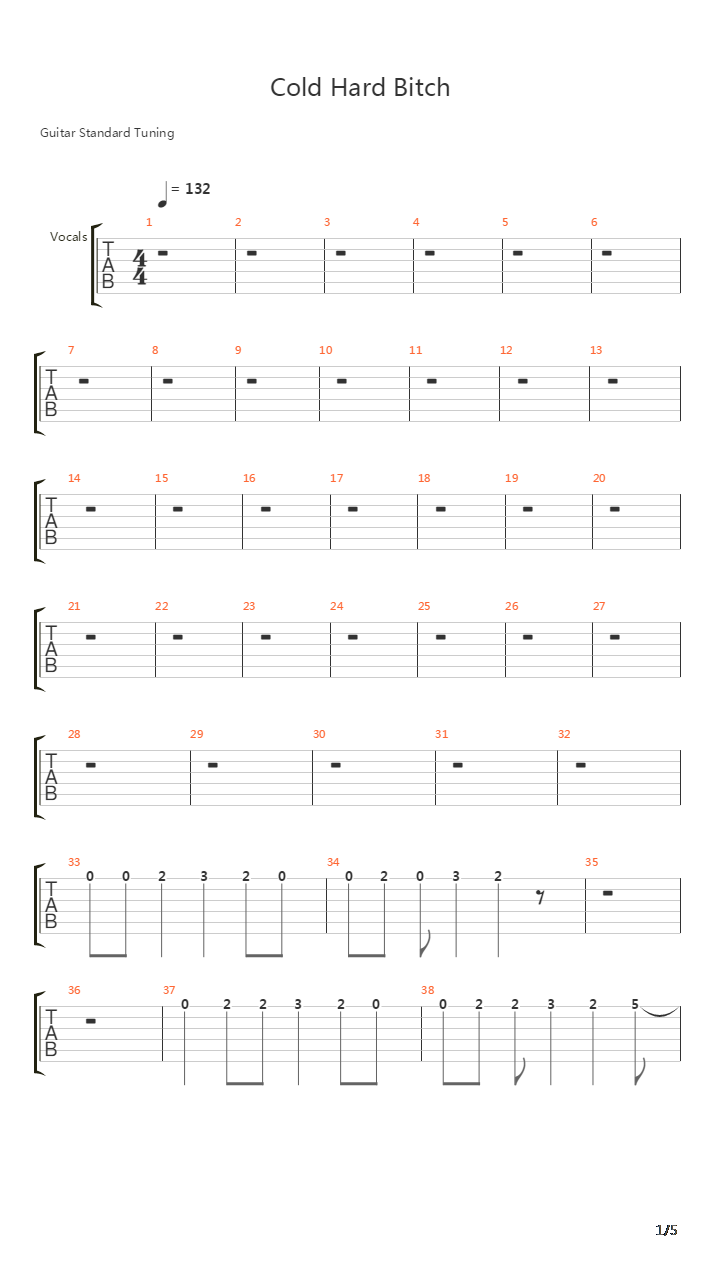 Cold Hard Bitch吉他谱