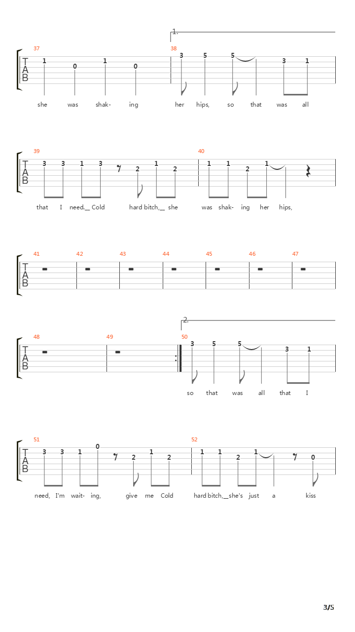 Cold Hard Bitch吉他谱