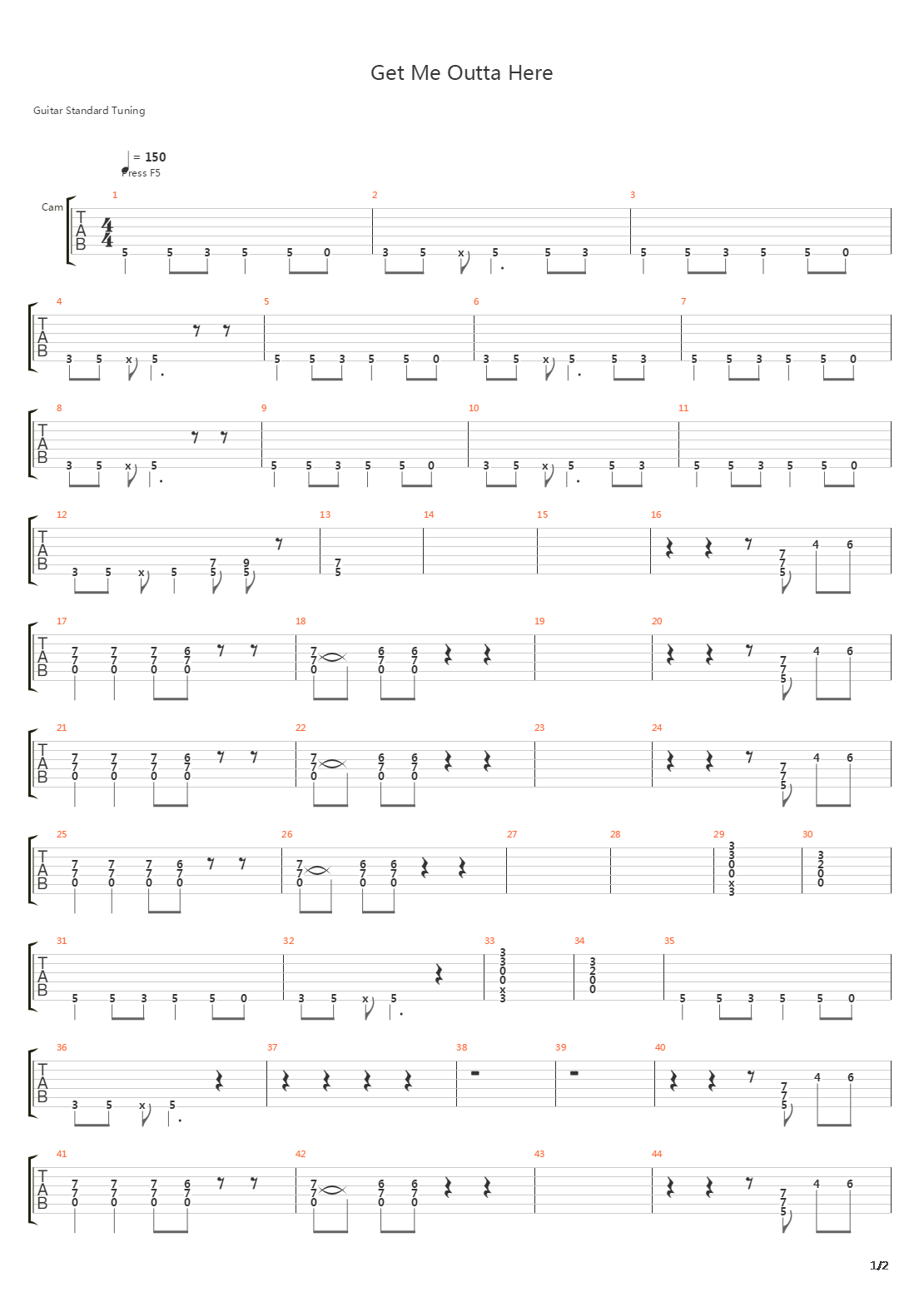 Get Me Outta Here吉他谱