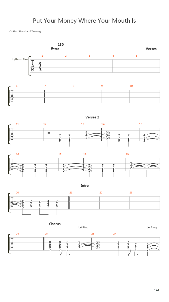 Put Your Money Where Your Mouth Is吉他谱