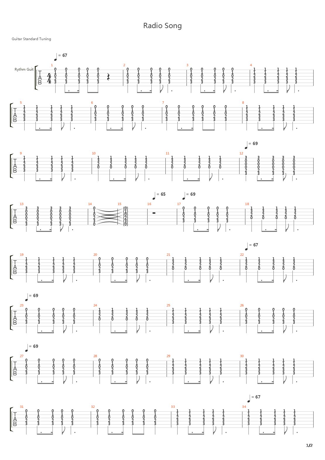 Radio Song吉他谱