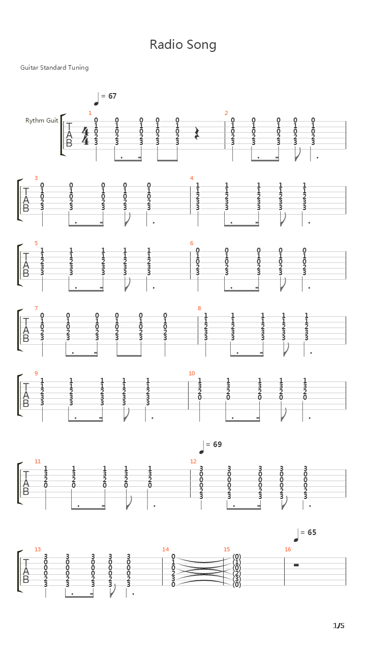 Radio Song吉他谱