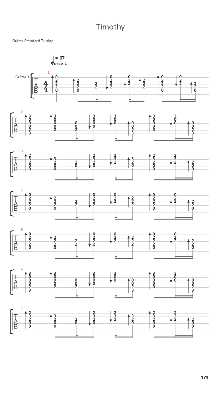 Timothy吉他谱