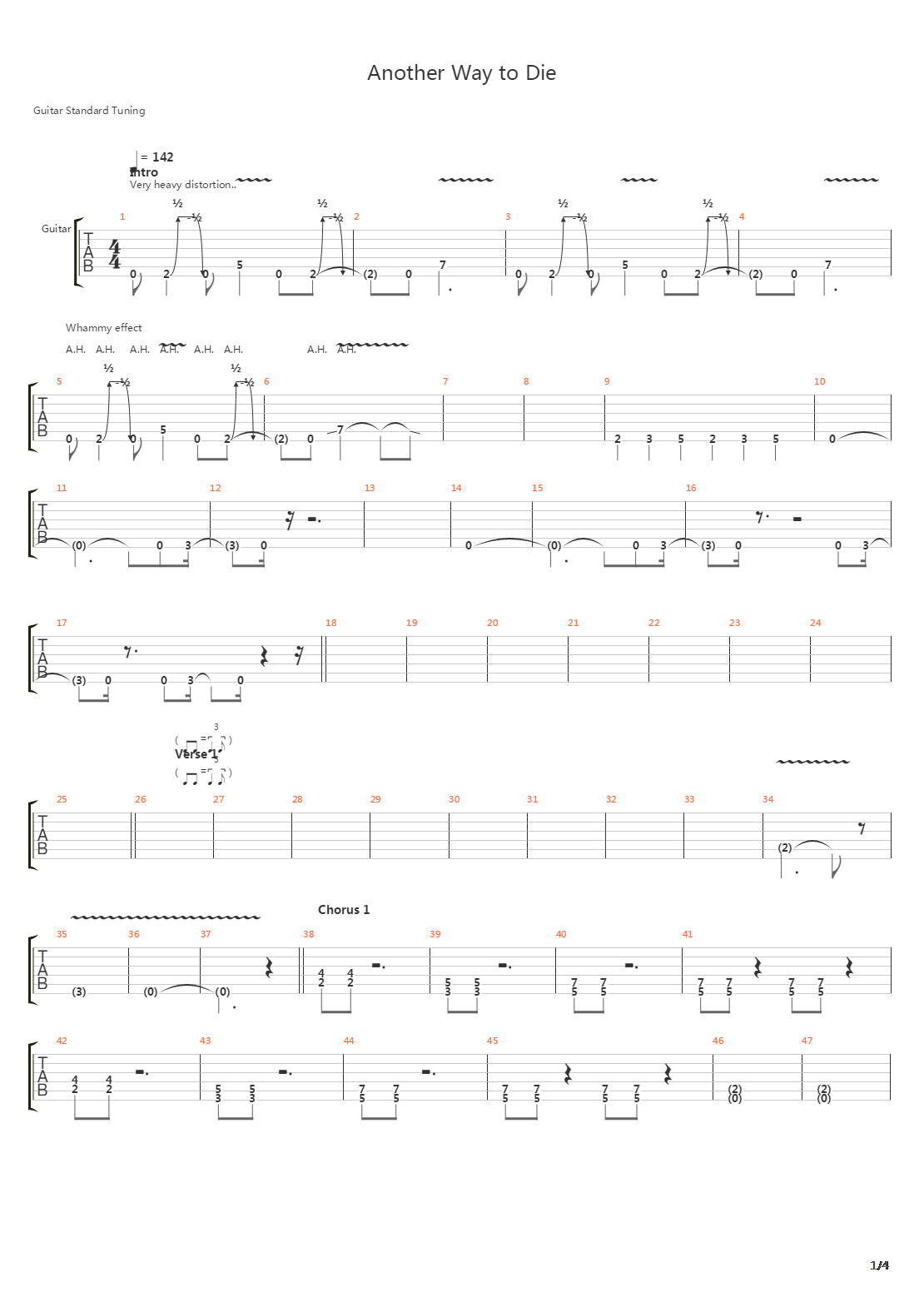 Another Way To Die吉他谱