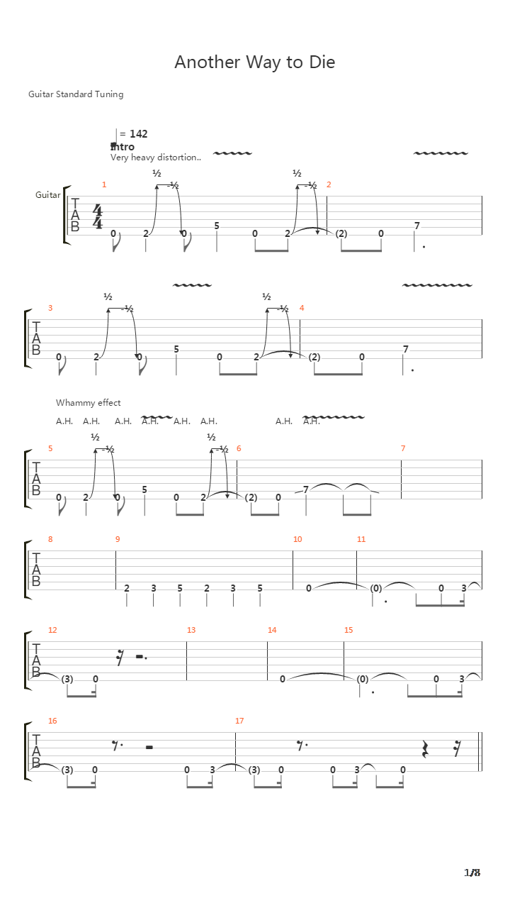 Another Way To Die吉他谱