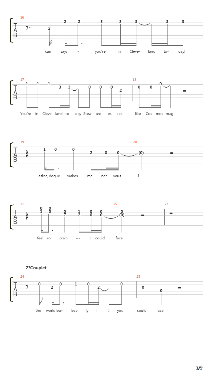 Cleveland吉他谱