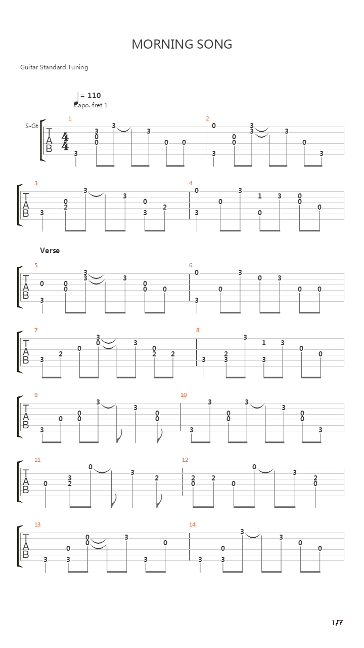 Morning Song吉他谱