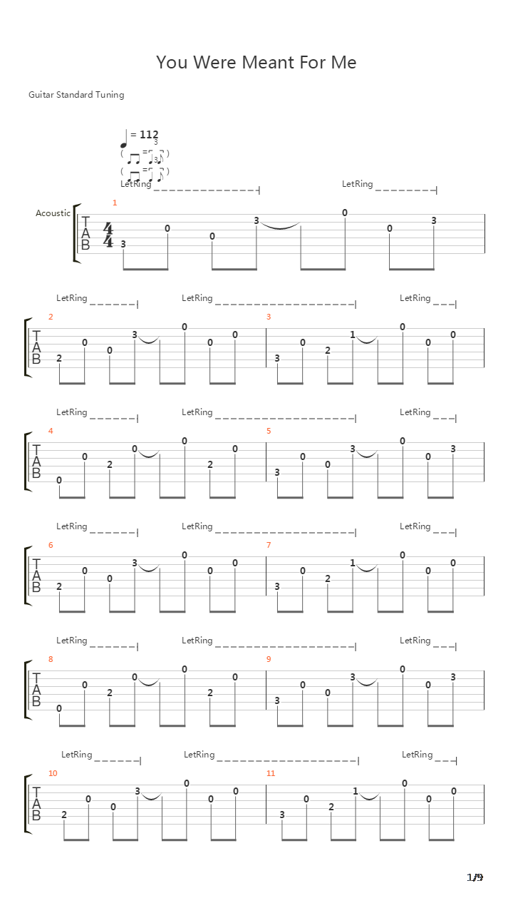 You Were Meant For Me吉他谱