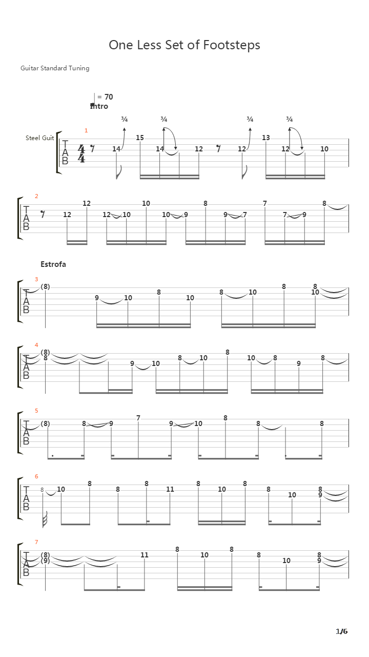 One Less Set Of Footsteps吉他谱