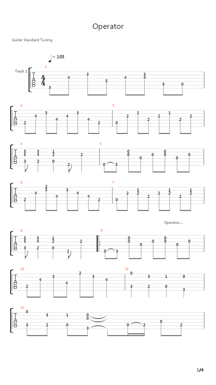 Operator吉他谱