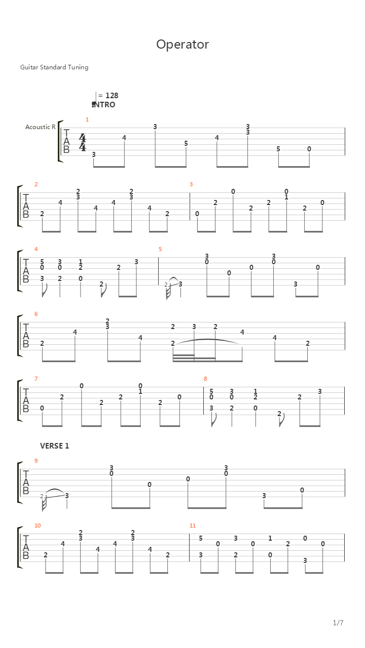 Operator吉他谱