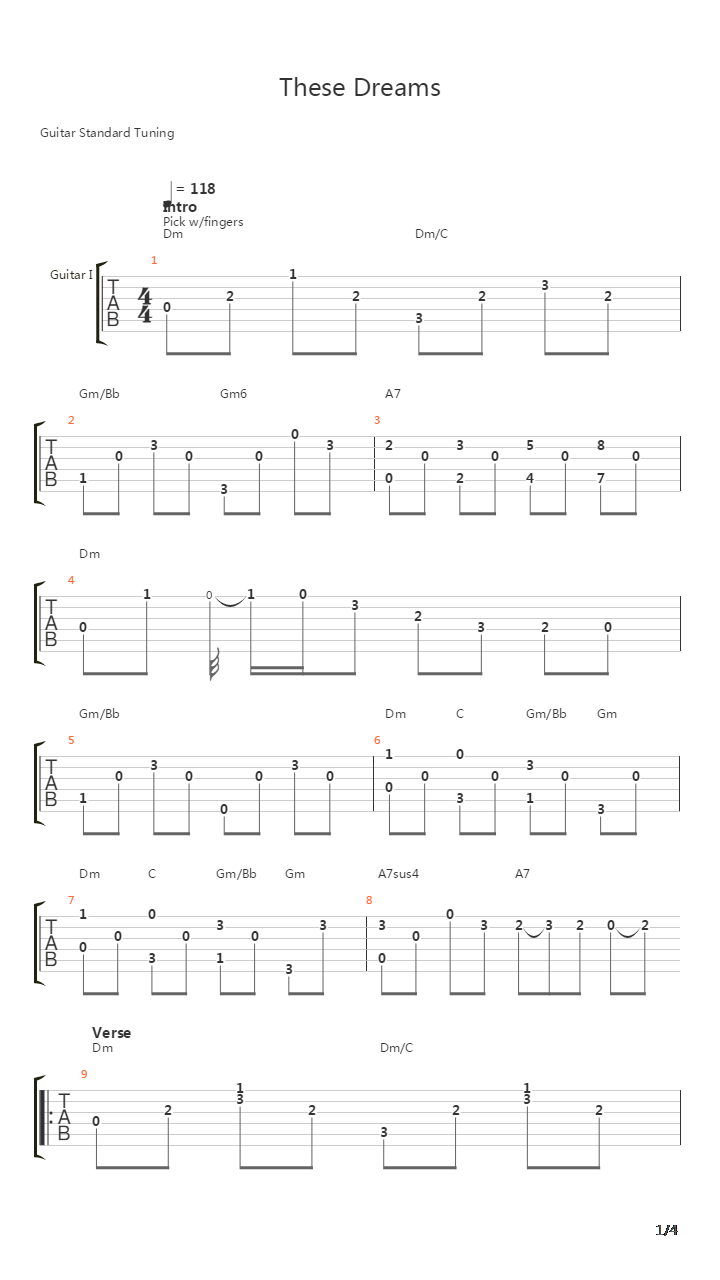 These Dreams吉他谱