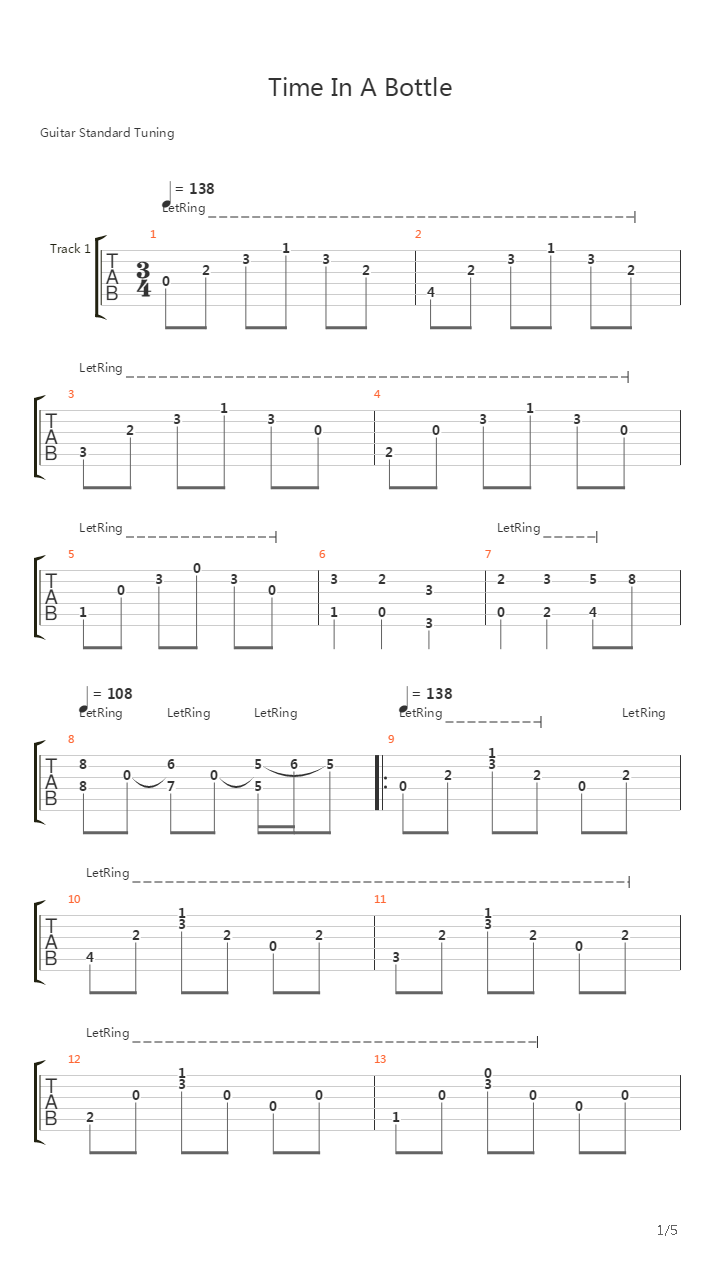 Time In A Bottle吉他谱