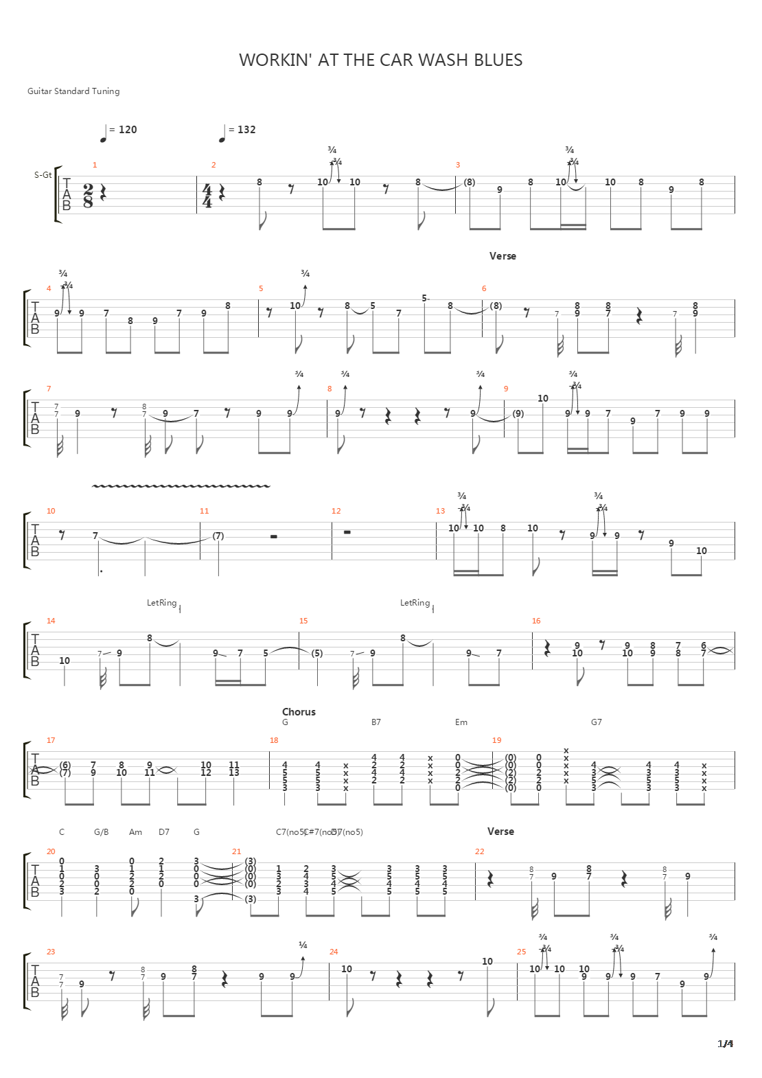Workin At The Car Wash Blues吉他谱