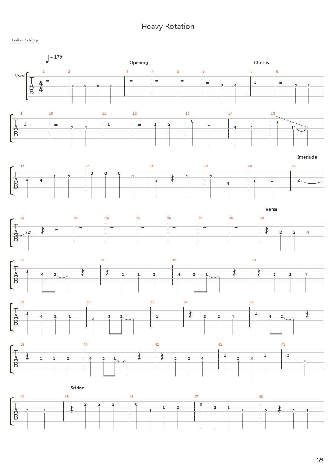 Heavy Rotation吉他谱