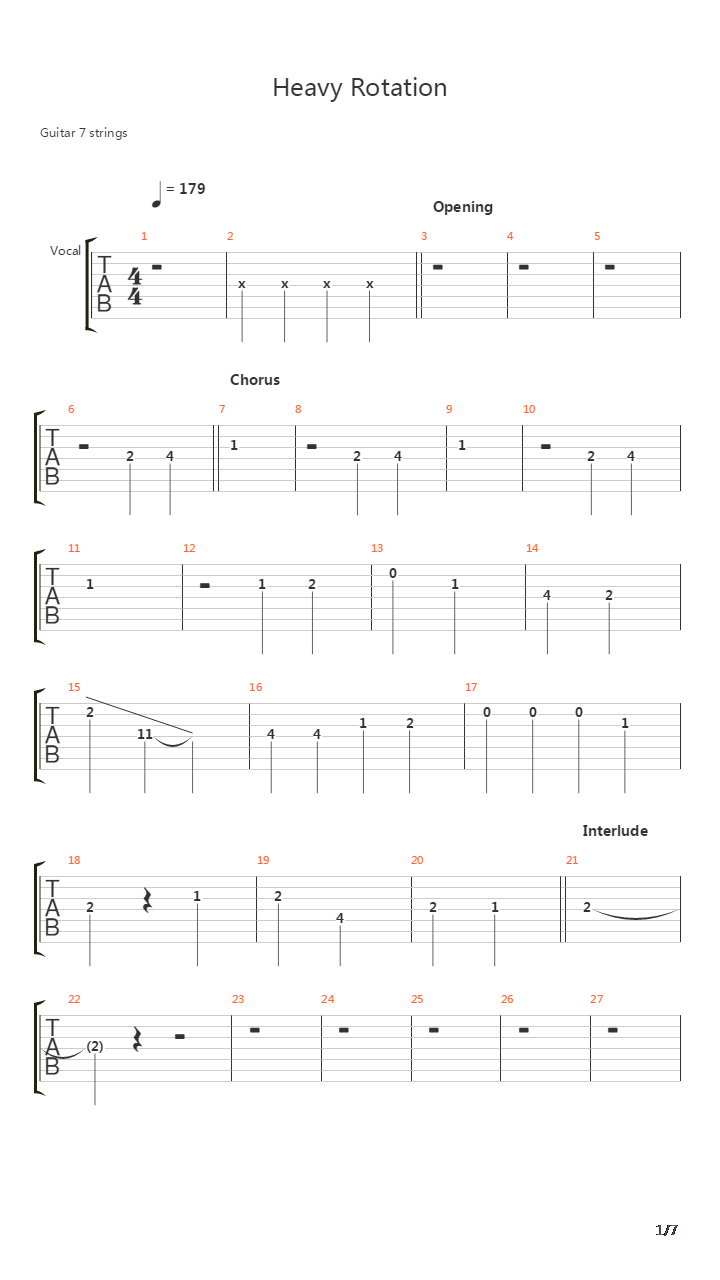 Heavy Rotation吉他谱