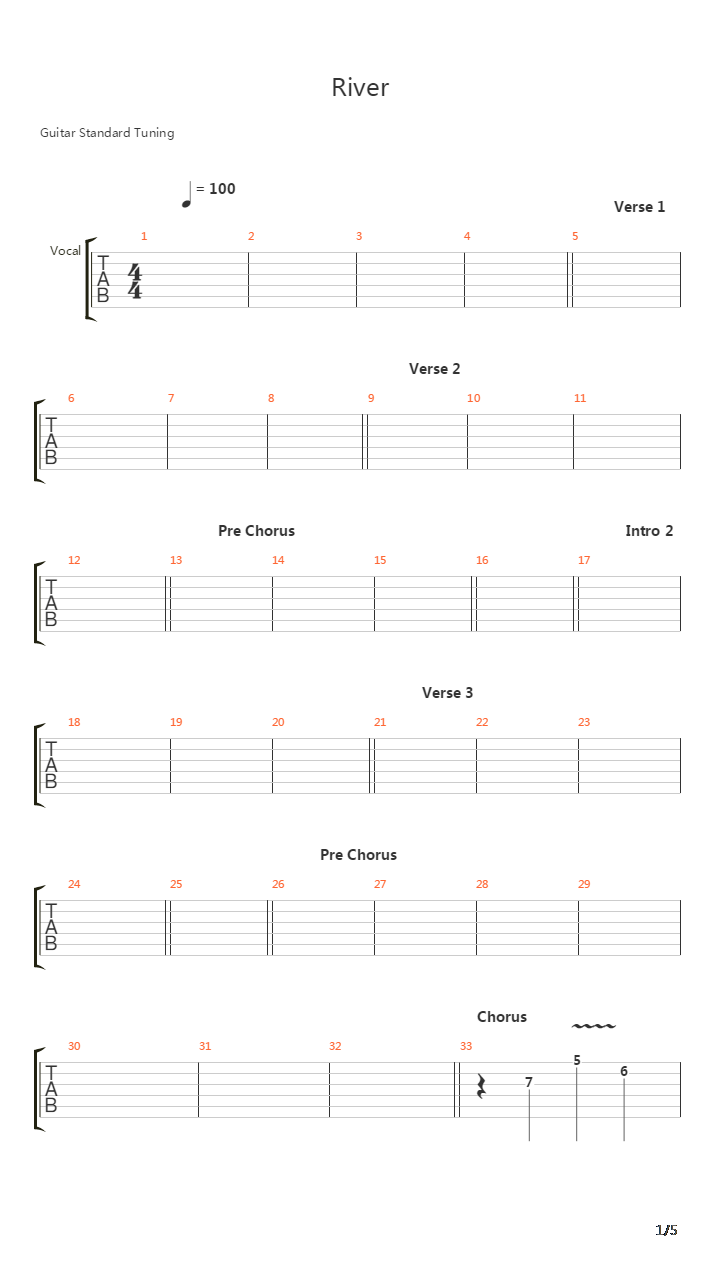 River吉他谱