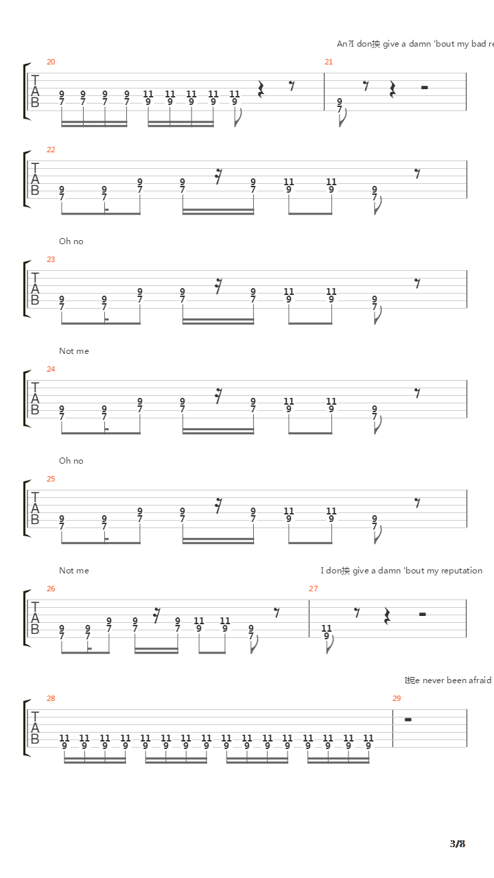 Bad Reputation吉他谱