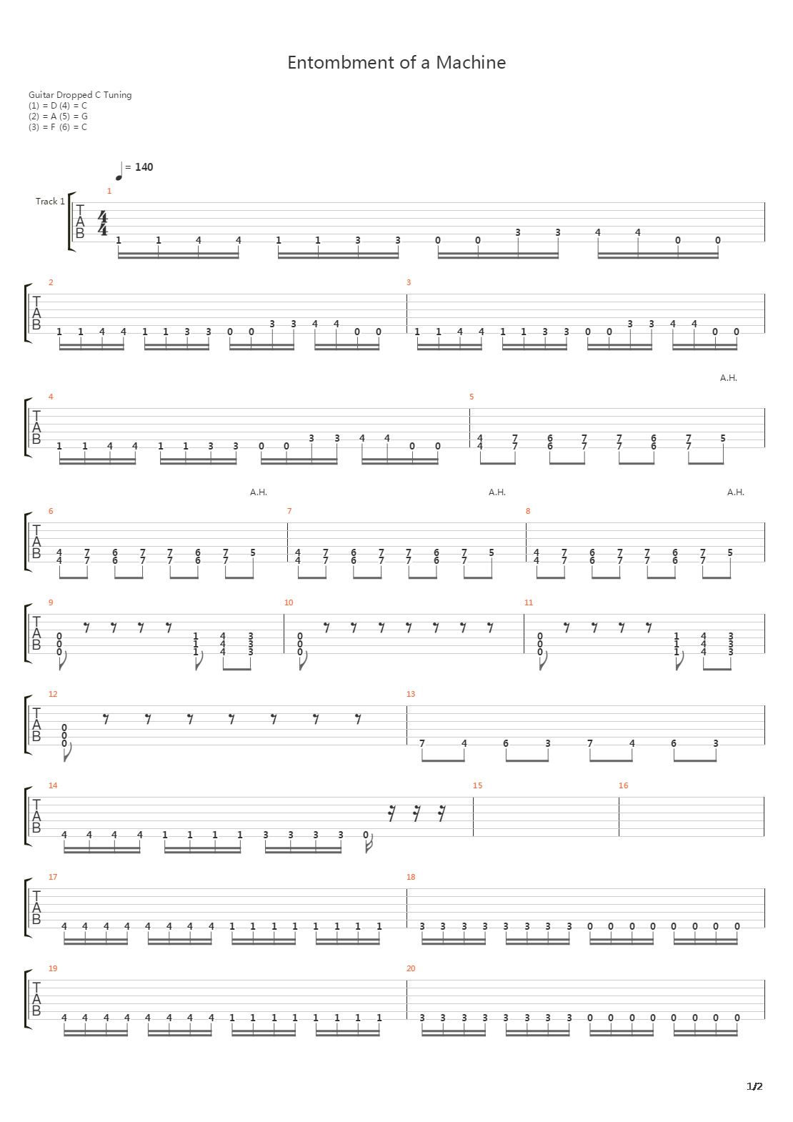 Entombment Of A Machine吉他谱