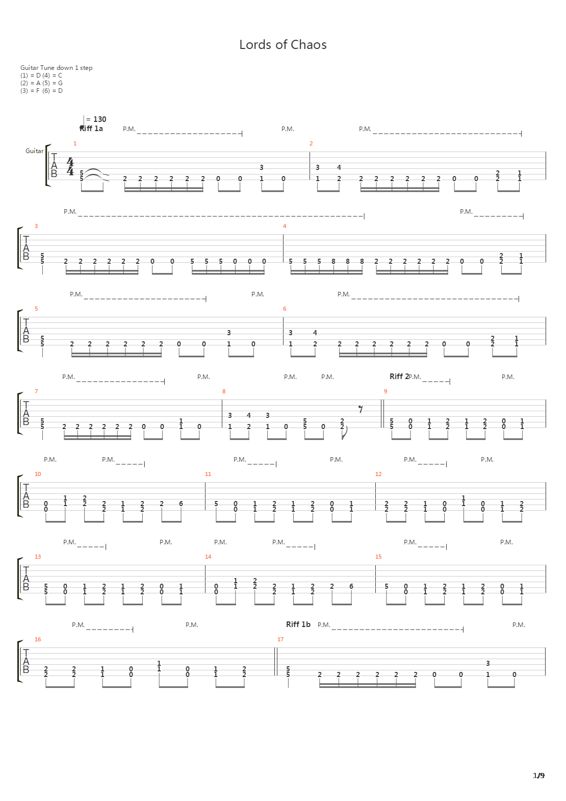 Lords Of Chaos吉他谱