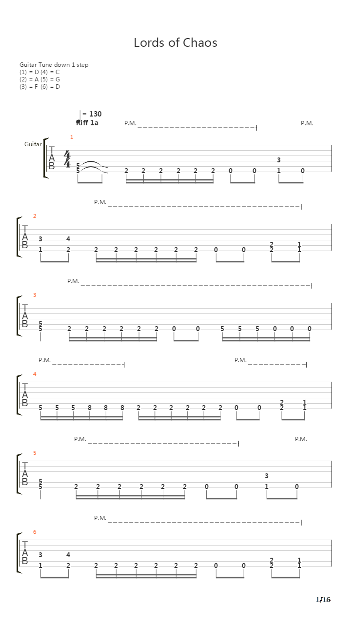 Lords Of Chaos吉他谱