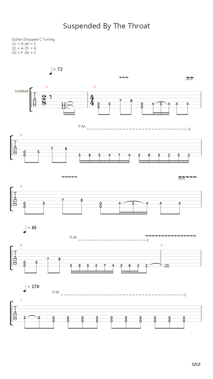 Suspended By The Throat吉他谱