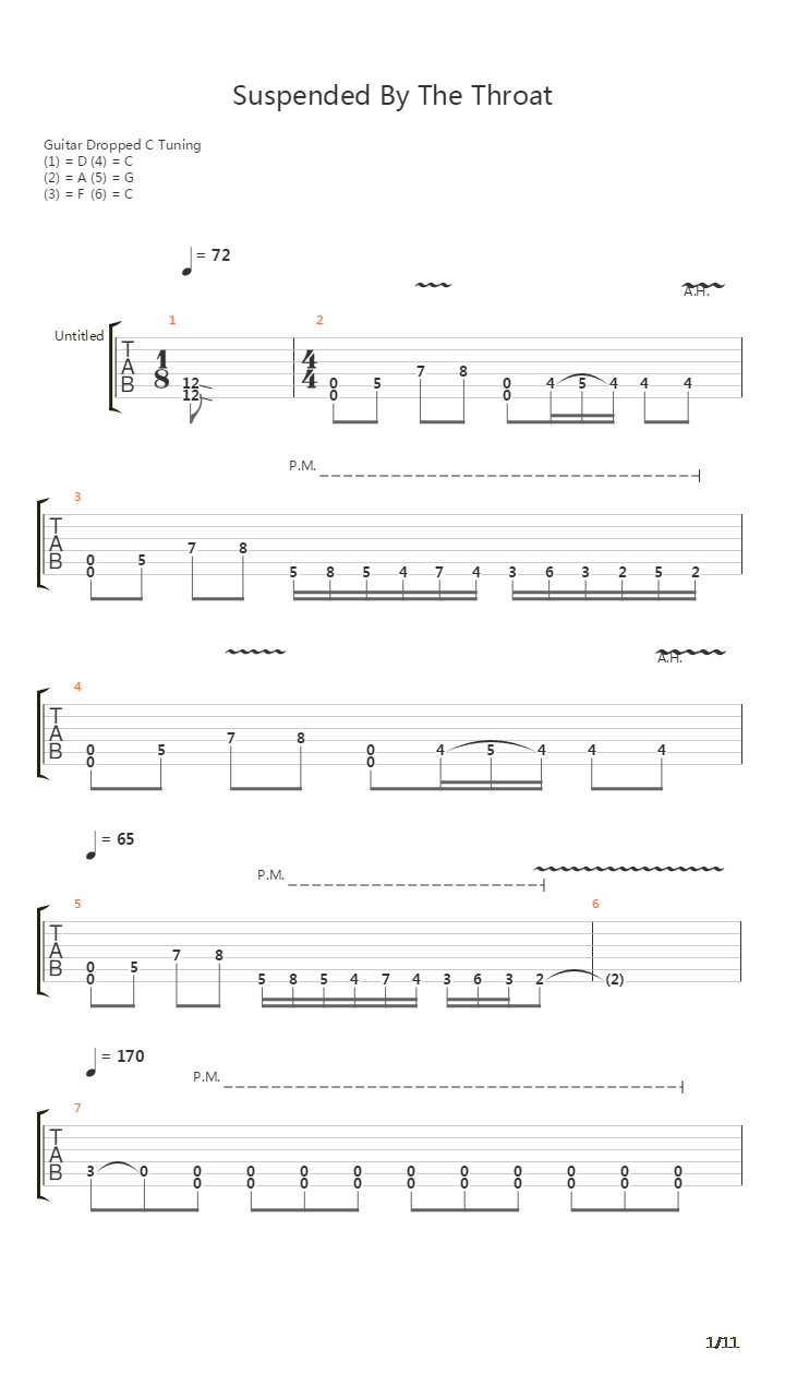 Suspended By The Throat吉他谱