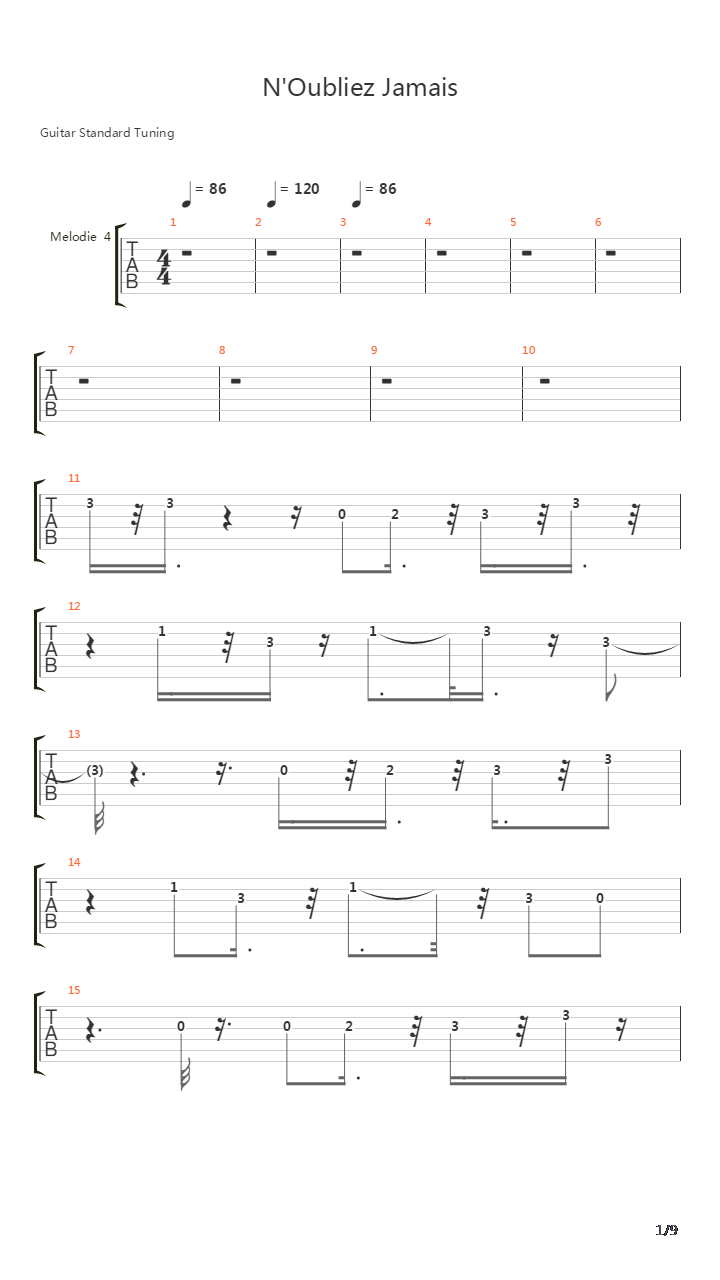 Noubliez Jamais吉他谱