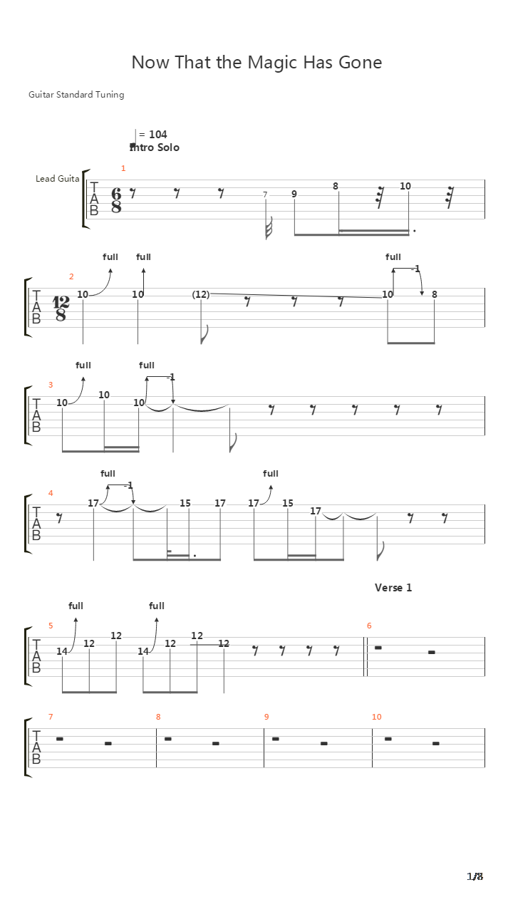 Now That The Magic Has Gone吉他谱