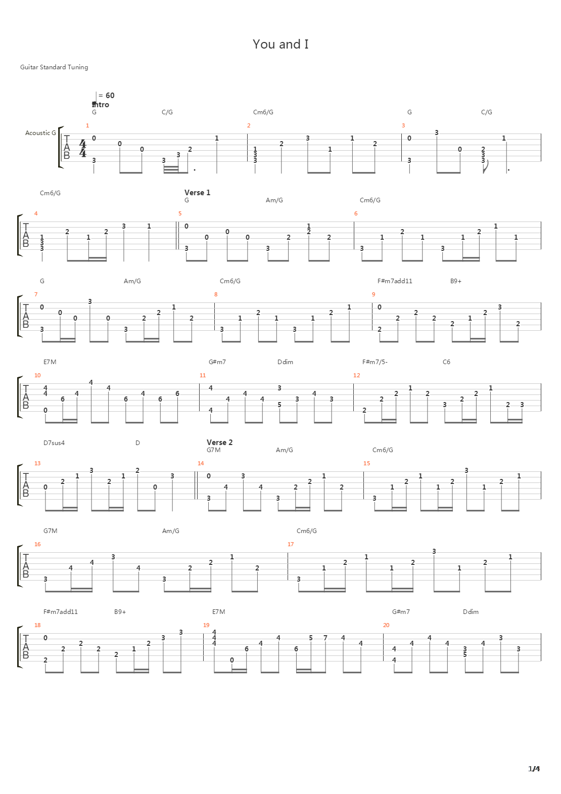 You And I吉他谱