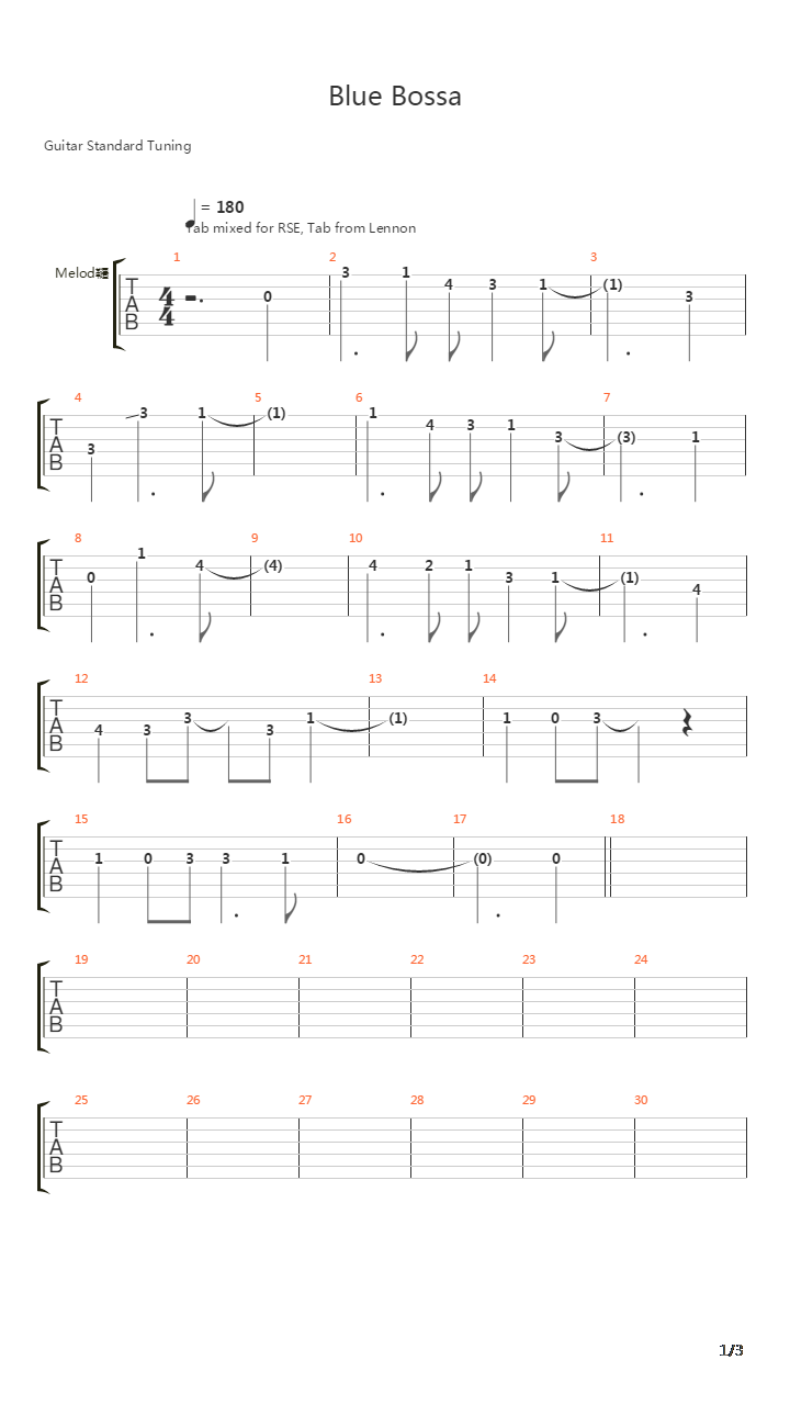 Blue Bossa吉他谱